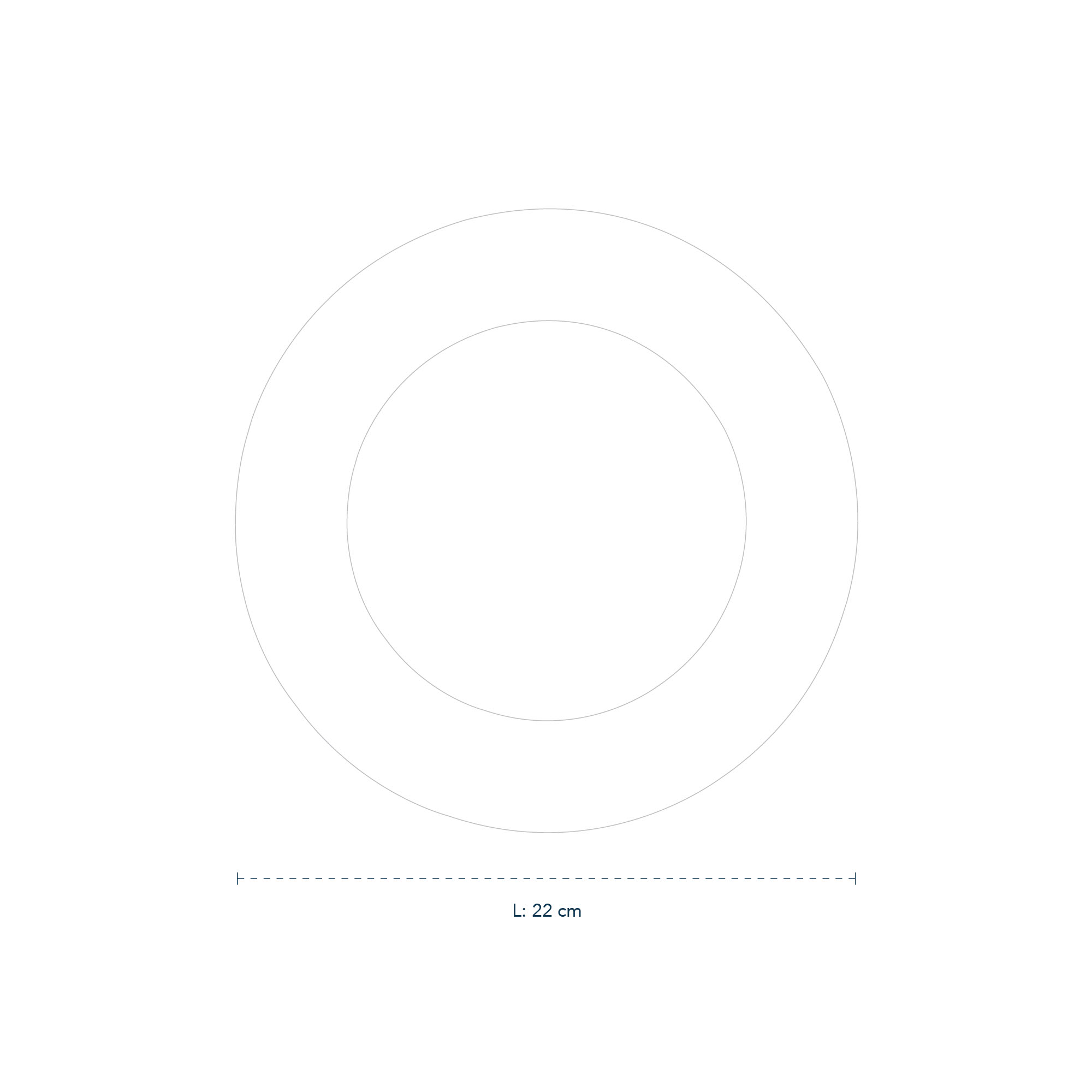 1017200 blue fluted plain plate 22CM line drawings